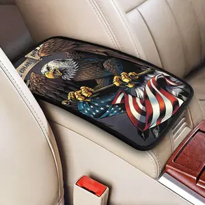 Eagle & American Flag Pattern Car Armrest Mat, Universal Car Armrest Pad, Car Center Console Decorative Mat, Car Interior Accessory, Car Accessories, Car Ornament