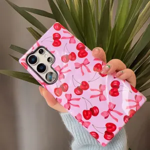 Labzone for Samsung Galaxy S26 S25, S24, S23, S22 Ultra Magnetic phone case, Cherry Painting, S24 Plus, [Compatible with Magsafe] pink case for women Shockproof Protective