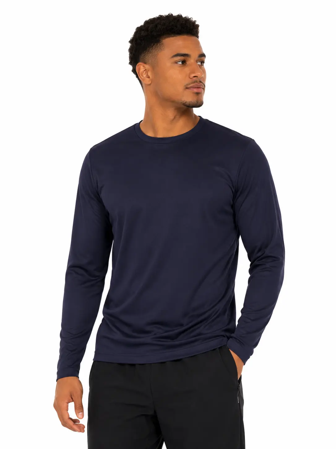 Men's Slim-Fit Long-Sleeve Round Neck Classic Menswear Tee - Stylish, Lightweight, Plain Casual Everyday Essential Top for Pairing with Jeans