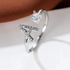 Hot Fashion A-Z Alphabet Rings Initial Wedding Bridesmaid Ring Couple Jewelry