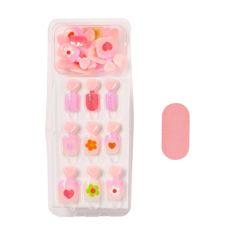 Impress Kids Press on Nails, Fairy Song, Pink, Kids Squoval, 20 Count