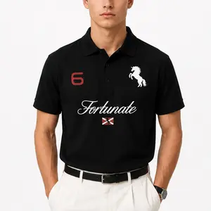 Men's Fortunate Unicorn Collared Polo Shirt - Breathable Fabric, Casual Classic Sporty Preppy Street Style, Print Graphics Design for Modern Guys (Pair with Jeans)