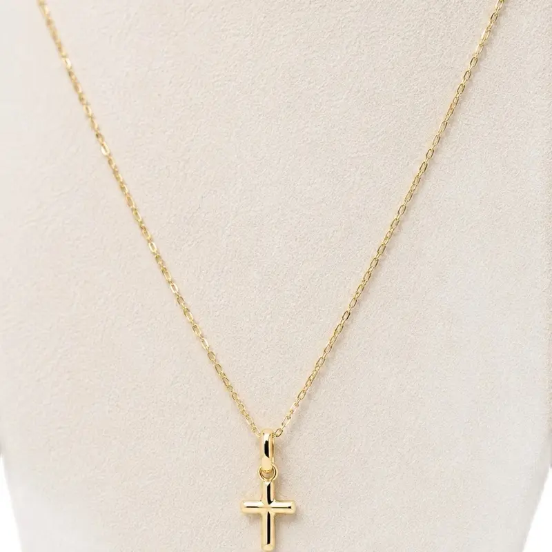 18K Solid Gold Cross Necklace | Minimalist Fine Jewelry