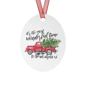 Alpha Xi Delta Red Truck Christmas Ornaments