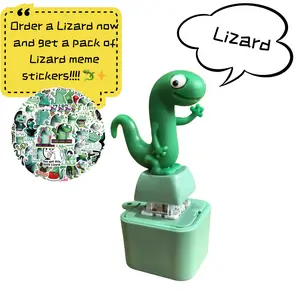 Lizard, Frog & Duck Button sound toy – Rechargeable LED Light, Color-Changing Sound Toy Press to Make a Sound Relieve Stress Fun Gift Green Design with Keychain Valentine's Day gift Alive keychain Interactive Lizard Button Keychain Toy child boy