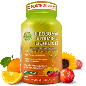 Liposomal Vitamin C Liquid Gel Capsules - 1100mg - Enriched with Organic Acerola Cherries - Immune Support with Enhanced Absorption - 120 Count