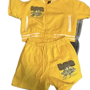 Don’t Go Broke Ladies Yellow Varsity short set