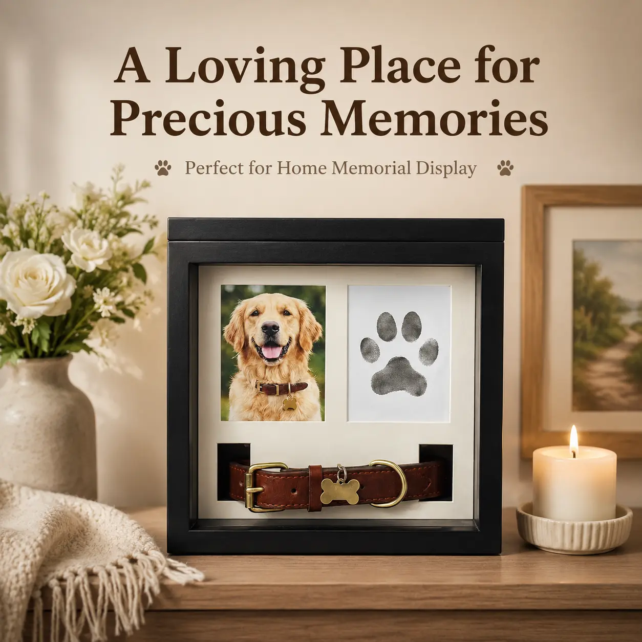 Wooden Pet Memorial Urn for Dog or Cat Ashes, Decorative Keepsake Box for Beloved Pets, Meaningful Remembrance Gift for Home Memorial Display