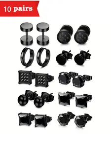 Simple Stainless Steel Earrings, Punk Style Earrings, Ear Studs for Men & Women, Fashion Jewelry for Party, Daily Clothing Decor, Trendy All-match & Exquisite Jewelry for Gift