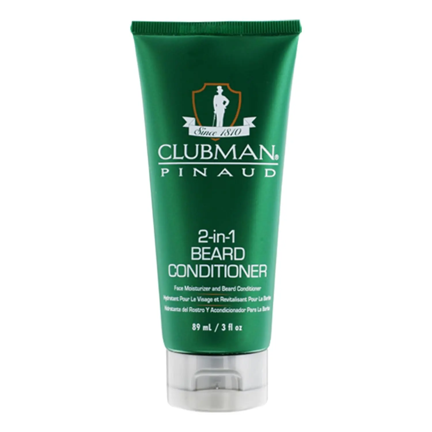 Clubman Pinaud Male 2-in-1 Coconut Beard Conditioner & Face Moisturizer - Grapefruit Scent, Soothing, Detangling, Moisture Lock, Frizz Control, Hydrating, Vitamin B5, All Skin Types, Coconut Oil, 3 oz (89ml) Adults Hair Care Product, Beard Skin, Moisturiz