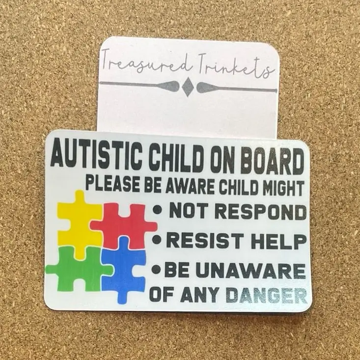 Autistic Child On Board Sticker for Car Window - Autism Awareness Decal with Important Notes