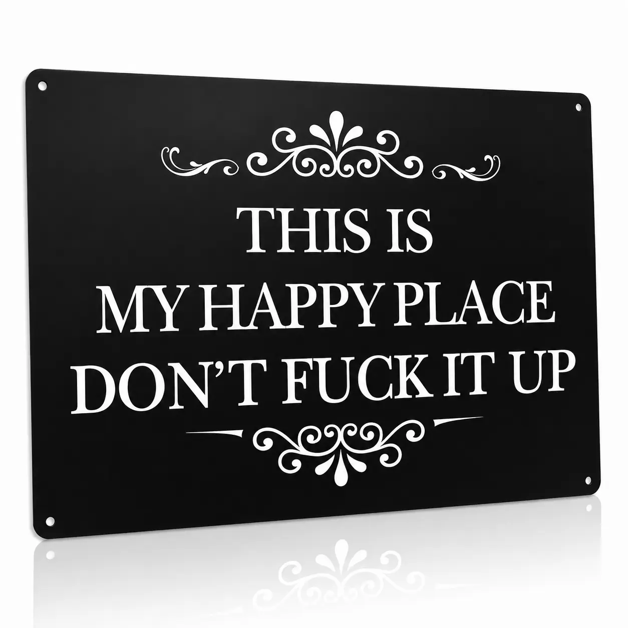 Retro Decorative Wall Sign - Home Decor Products, "This Is My Happy Place Don't Fuck It Up" Quote Plaque, Cool Room Decor Signage for Work Office Man Cave