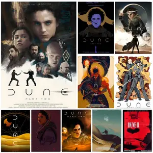 Movie Dune Part Two Poster Self-Adhesive Waterproof Art Sticker, Aesthetic Minimalist Wall Poster for Coffee Shop, Bar & Home Room Decor, Wall Art Decoration