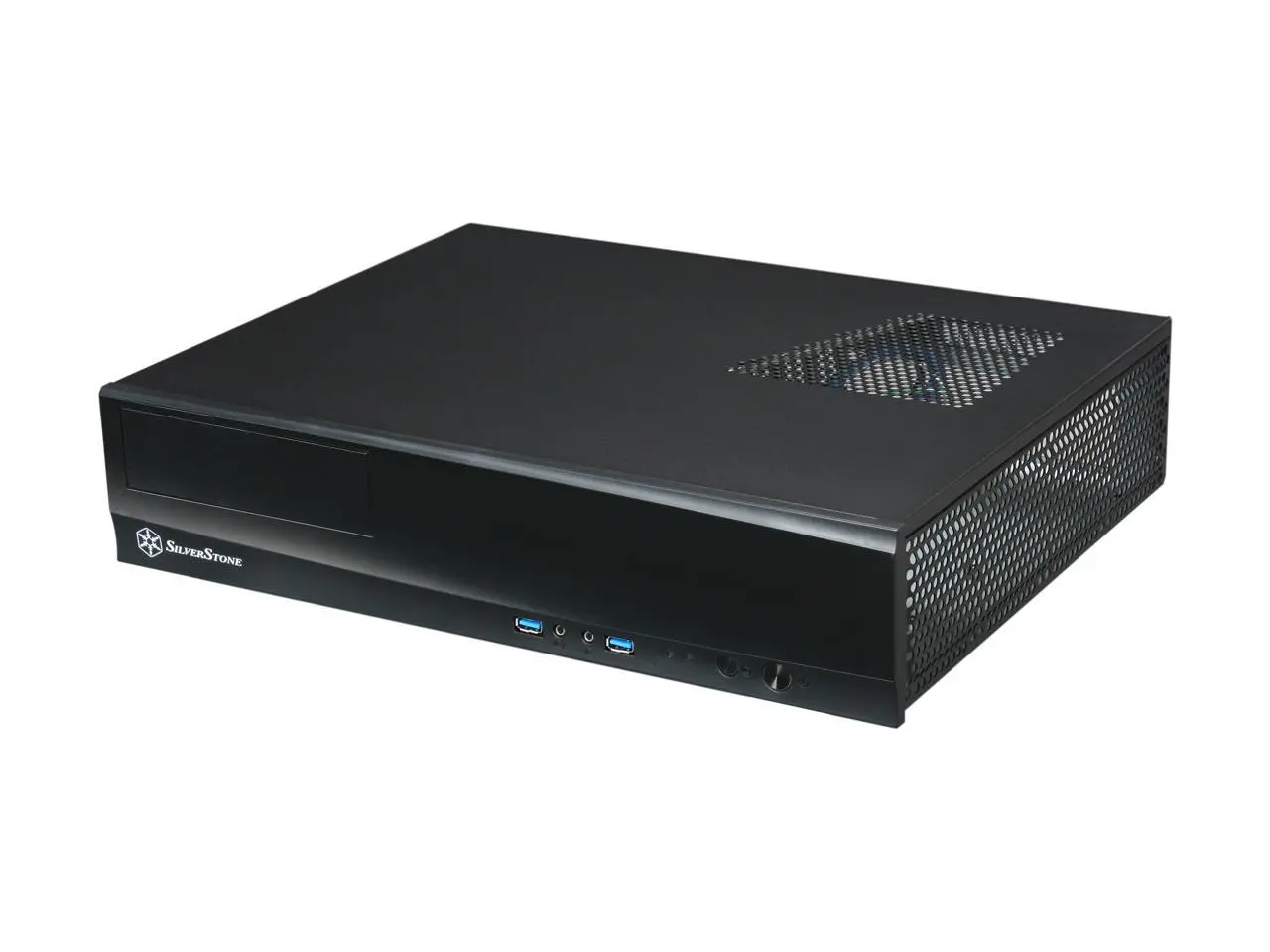 SILVERSTONE Black Aluminum skin reinforced plastic front panel, 0.8mm SECC body MILO Series ML03B Micro ATX Media Center / HTPC Case