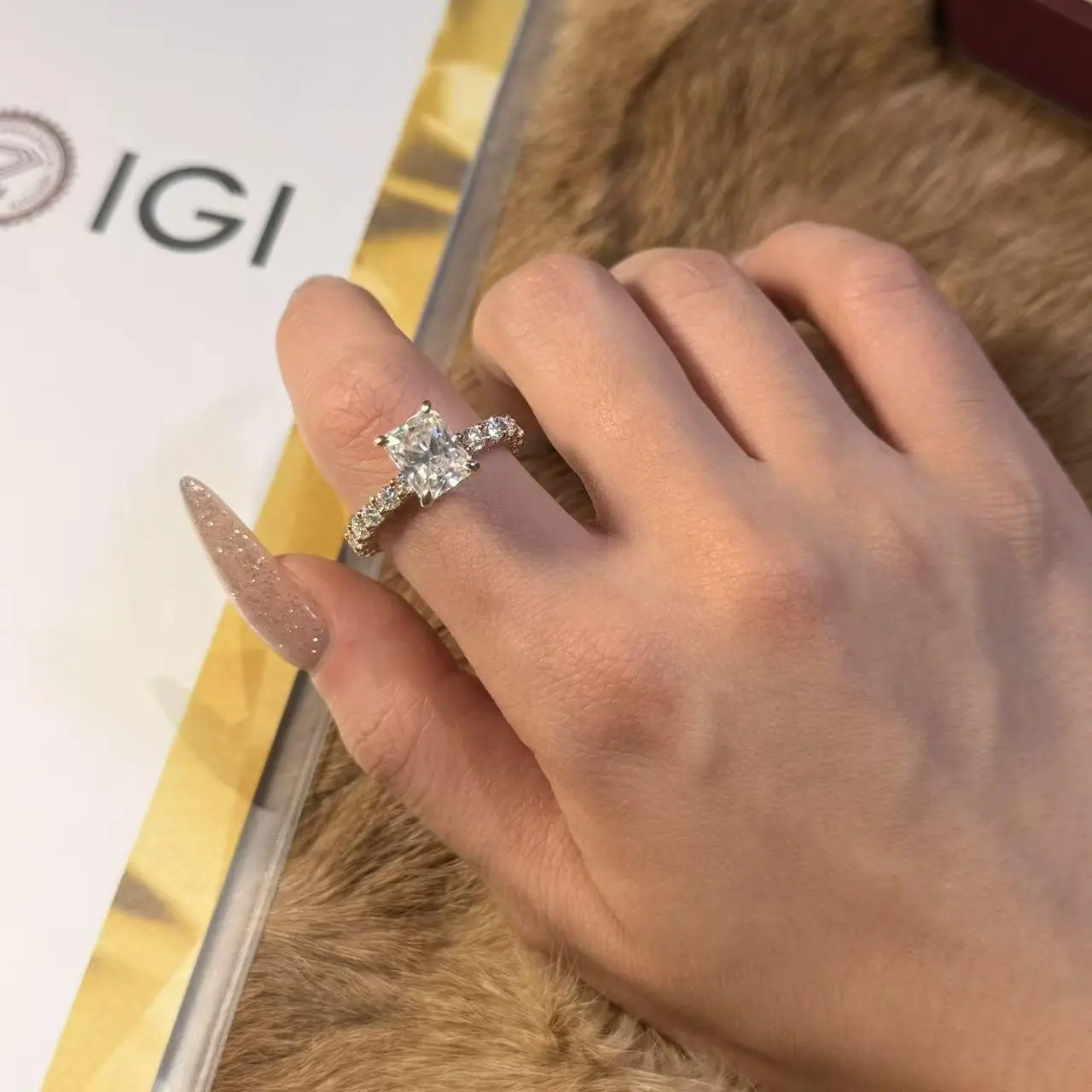 14-K Lab-Grown Diamond TK-PY04, 3 carats, D–E color, radiant cut lab-grown diamond engagement/wedding ring, VVS–VS clarity, radiant cut lab-grown diamond engagement/wedding ring, bridal ring, engagement ring
