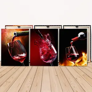 3 Counts Wooden Framed Canvas, Elegant Red Wine Pouring Images, Exquisite Poster, Perfect Living Room Decoration, Modern Art, Fashion Family Poster, Wall Art Decoration, Odorless, Artwork