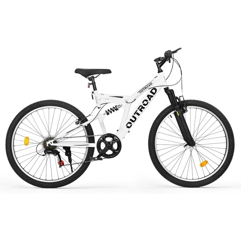 Outroad 26-Inch Coil Fork MTB - Off-Road Metal Bicycle with 7-Speed Gear, High-Carbon Steel/Aviation Grade Frame, V Brakes, Shock Absorption, Adjustable Ergonomic Seat, Height Adjust, Under 20-Minute Setup for Adults