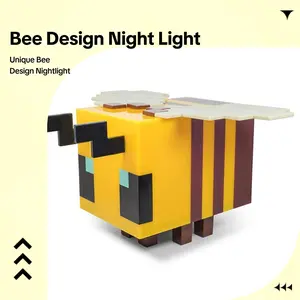 Bee Design Night Light USB Rechargeable Creative Blocks Decorative Light Novelty for Home Bedroom Gaming Room Gift for Boys Girls