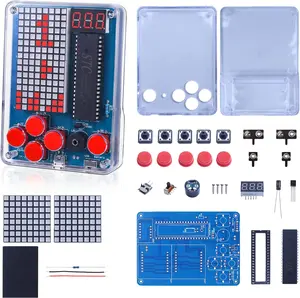 DIY Game Soldering Kit, Four Retro Games Electronics Learning Soldering Project Kit, with Brightness Adjustable Music Switch for STEM Education High School