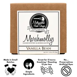 Mollycoddled Hash Slinger - Vanilla Bean Marshmollys - Marshmallows - 3.5oz box - Handmade Marshmallows  - Candy Gifts - Gluten Friendly Candy - Dye Free Candy - Sweets - Small Batch - Preservative Free Food – Snack – Candy