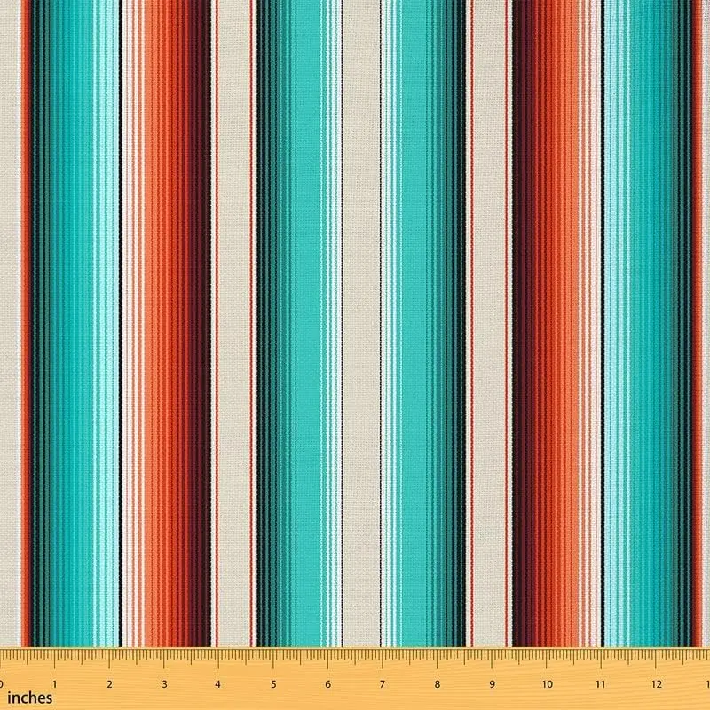 Feelyou Mexican Stripes Tight Woven Fabric by The Yard - 2yd Medium Weight Waterproof Upholstery Fabric, 72x58 inches, Machine Washable, Traditional Boho Ethnic for Chairs, Indoor Outdoor Decor