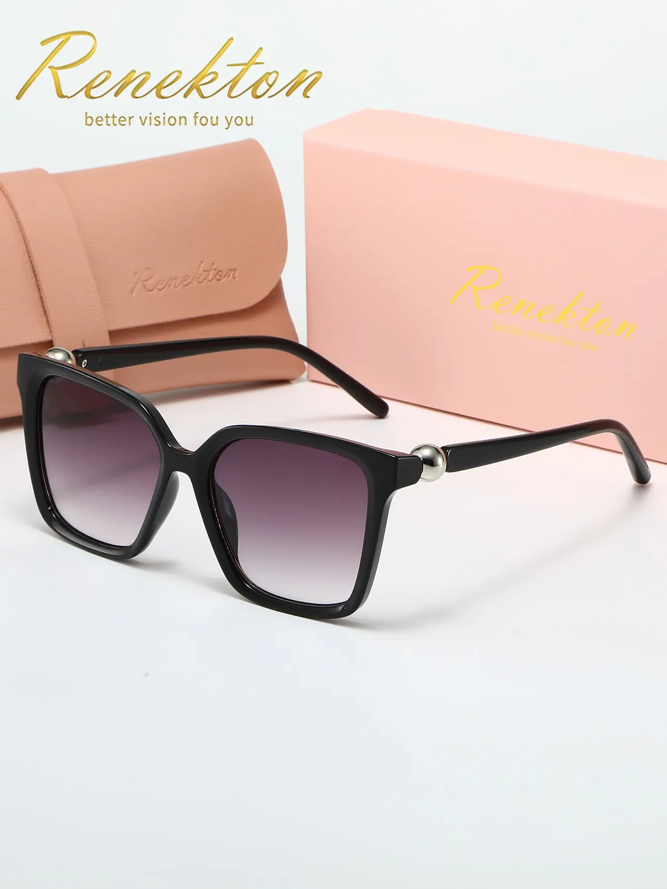 Women's Fashion Square Frame Sunglasses, Beaded Daily Commute Shades, Perfect for Summer Travel & Casual Wear