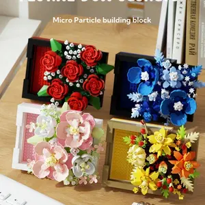 Flower Blocks with Stand Perfect Home Decor, Decorative Flowers, Valentine's Day Gift, Birthday Present, Friend Gift, Mother's Day, Father's Day, Lover Gift