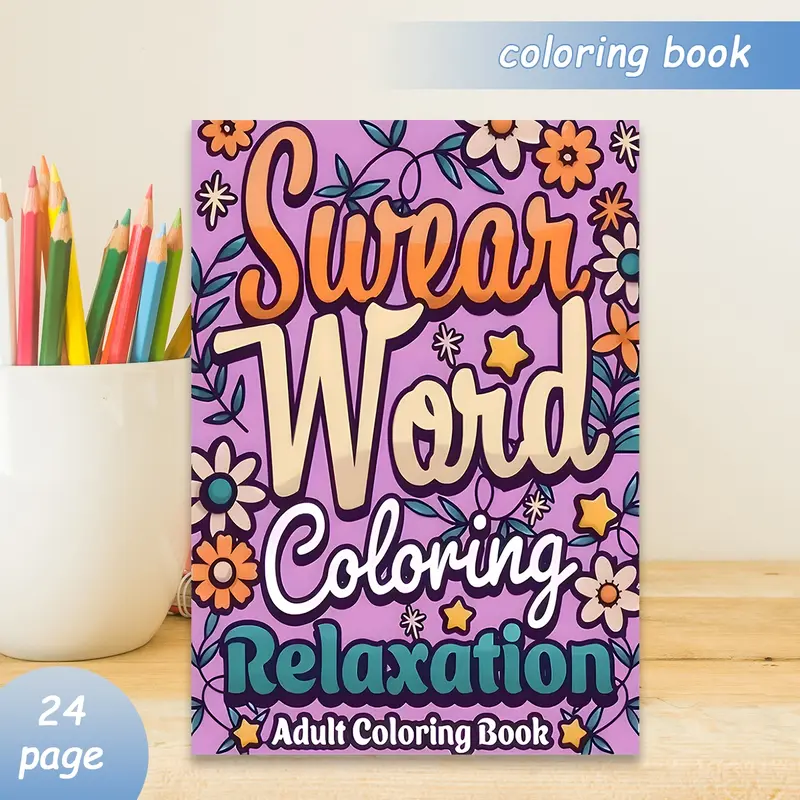 Adult Coloring Book with 24 Bold Stress-Relief Designs, Perfect Size 11.69x8.27 Inches, Thick Paper, Artist Hand Drawn, Cute Hand-Drawn Original Art, Drawing Book