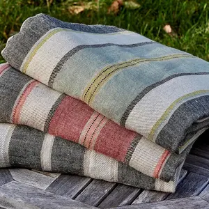 Camp Organic Stripe Linen Blanket