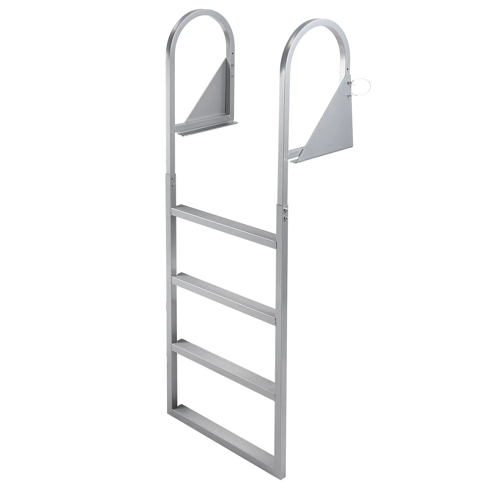 GARVEE Flip Up Dock Ladder 4 Steps + Anti-Corrosion 6063 Aluminum + Upgraded Widen Nonslip Pedals + 500lbs Capacity + Adjustable Height + Suitable for Lake/Pool/Boarding/RV