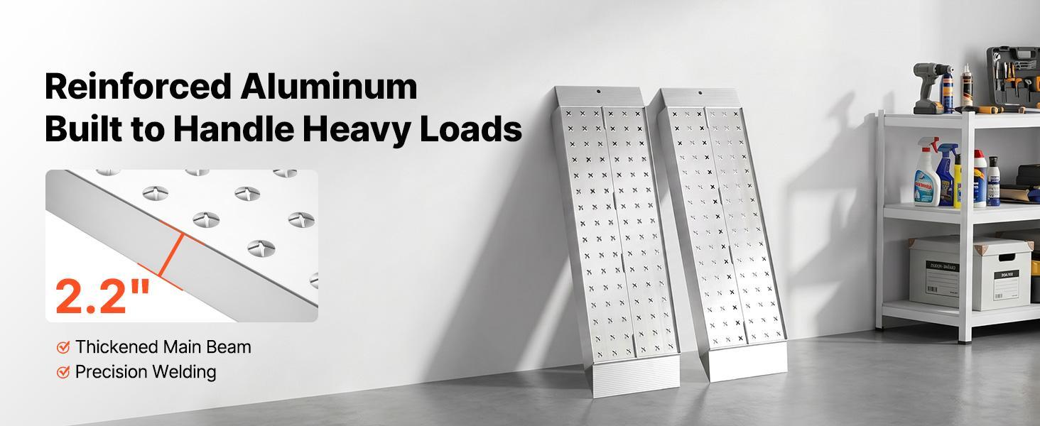 VEVOR Aluminum Trailer Ramps, 2PCS 39 x 12 in, Heavy-Duty ATV Ramp Set with Anti-Slip Plates, 3000LBS Combined Capacity Loading Ramps for Motorcycles, Lawn Mowers, Farm Tractors, Carts