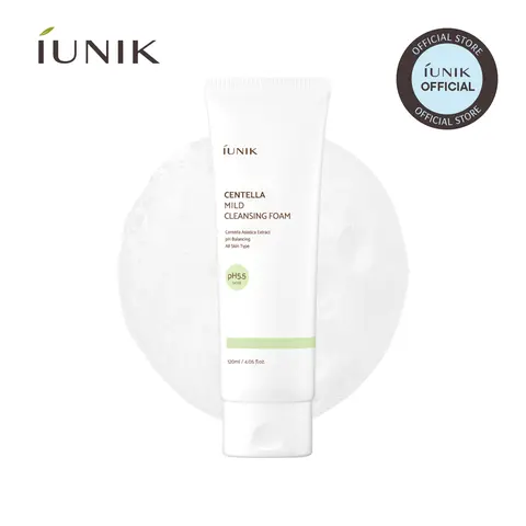 [IUNIK Official] Centella Mild Cleansing Foam | Salicylic Acid Deep Pore Cleanser for Sensitive & Oily Skin | pH-Balancing, Never Tight or Dry | 120ml / 4.05 fl oz | Korean Skincare