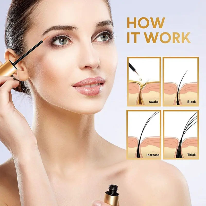 Eyelash & Eyebrow Growth Serum, Eyelash enhancing serum: Nourishes eyelashes and eyebrows to make lashes thick and slender, featuring a thickening, lengthening formula and curling complex, creates full eyelashes, and boosts lash volume and curl
