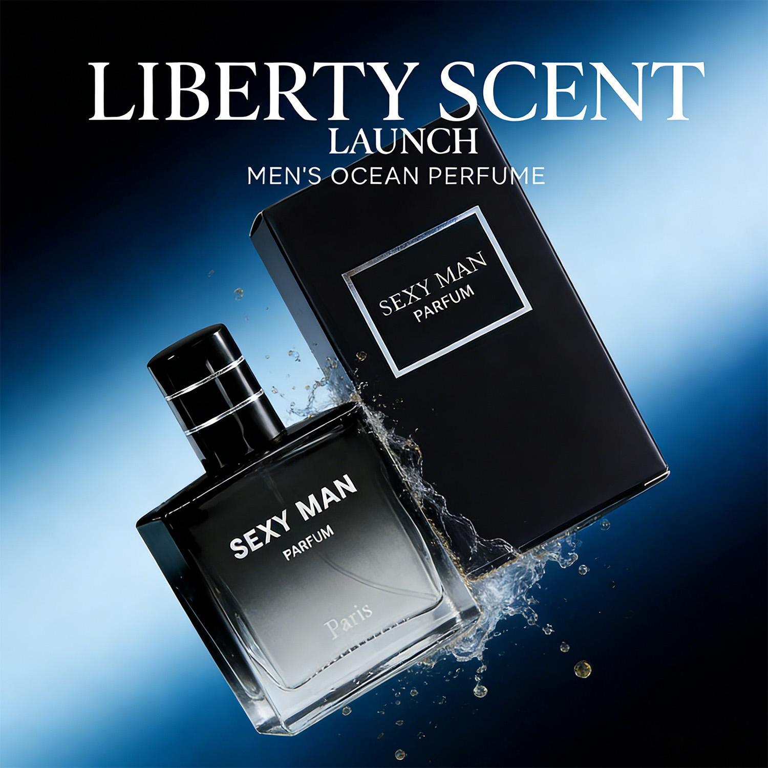 Men’s Ocean Fragrance, Luxury Perfume, 55 ml, Ocean Notes, Woody Aromatic Notes, Amber and Ebony, Signature Scent, EDP Spray, The Perfect Gift for Him