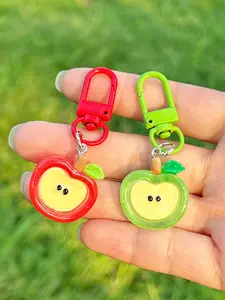 2/20pcs Cute Apple Keychain - Red & Green Acrylic Pendants with Playful Face Design, Perfect for Backpacks, Bags, and Accessories, Trendy Cute Keychain, Cute Keychain Accessories, Handmade Keychain