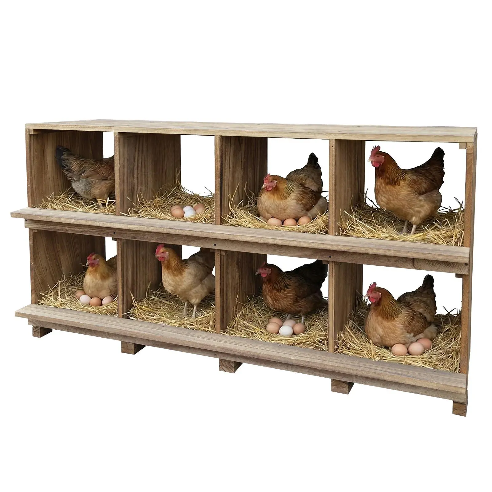 GARVEE Nesting Boxes for Chickens, 8 Compartments Chicken Nesting Boxes for Chicken Coop, Wall Mount Wooden Nest Box for Chickens, Hens, Ducks, Backyard and Poultry Farms