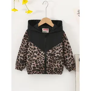 New Contrast Color Cute Girls' Hooded Windbreaker Jacket - Spring/Autumn Unisex Kindergarten Daily Outerwear, Full Zipper, Enhanced Visual Layering Front Panel, Elastic Hem & Cuff Dual Windproof Design, Cute Girls' Jackets