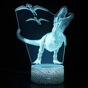 Acrylic carved 3D desk lamp, small night light, dinosaur shaped light, remote control LED visual stereoscopic night light a1