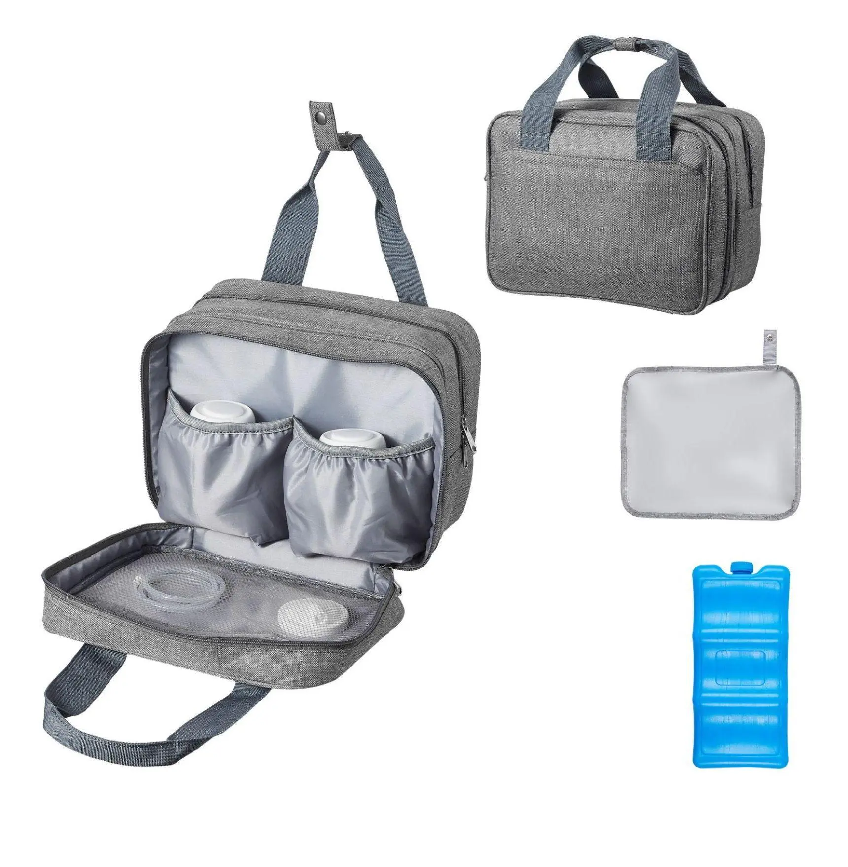 Breast Pump Bag Wearable - Insulated Cooler Bag for M5/M6 Pumps, Portable Breastmilk Storage & Organizer for Work, Travel, Grey Medium Light Gray