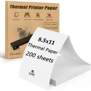Thermal Printer Paper 8.5 X 11, 200 Sheets Folding Thermal Paper Use for Homework, Contracts and Invoices,  Letter Size Thermal Paper Compatible with JADENS/Itari/M08F/A40Portable