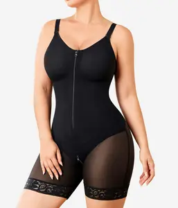 FITNFEM Women’s Bodysuit Womenswear – Seamless Mesh Design with Zipper & Open Gusset, Nylon Spandex Fabric, Comfortable Everyday Style