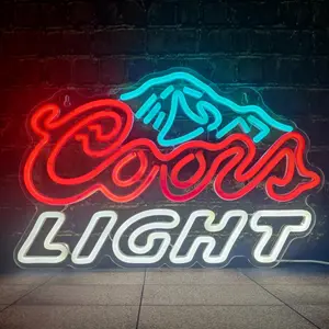 Coors Light Neon Sign, 1 Count USB Powered Neon Sign with Dimmer, Commercial LED Neon Sign for Wall Bedroom Bar Restaurant Decor, Acrylic Night Light