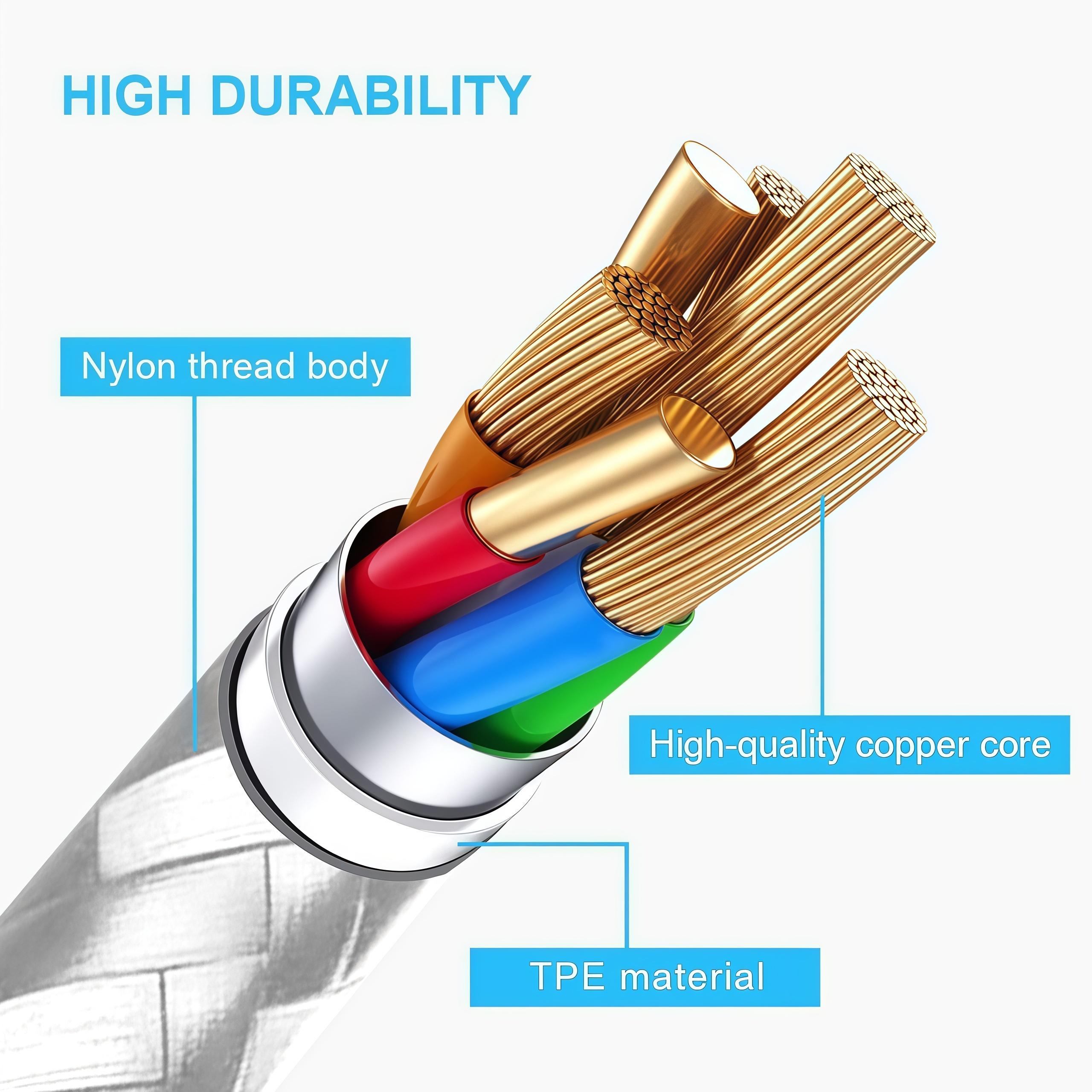 Durable Smartphone Fast Charging Cable for iPhone, USB-C to Lightning, Tangle-Free Nylon Braided, Perfect for Everyday Use