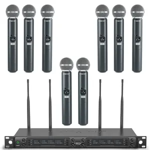Phenyx Pro PTU-6000-8H 8-Channel Wireless Microphone System – 8 Handheld Dynamic Mics, 8x40 UHF Frequencies, Auto Scan & IR Sync, 328ft Long Range, for Church, Karaoke, Singing, Events