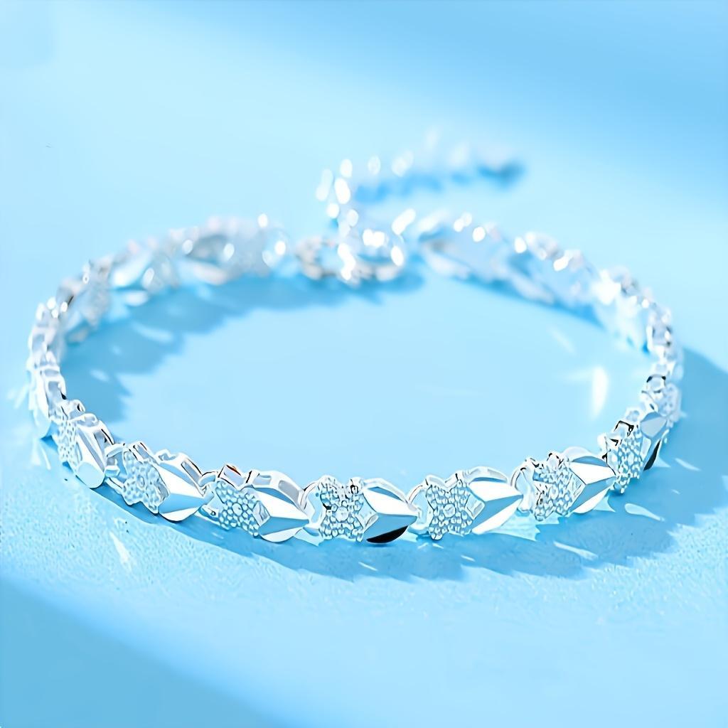 925 Pure Silvery Bracelet in Retro Style - Suitable for Daily Wear and Valentine's Day Gift