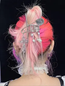 Faux Pearl & Chain Decorated Hair Claw, Hair Clip, Hairpin, Y2K Punk Style Hollow Out Design Hair Accessories for Women & Girls, Vintage Hair Accessories for Daily Wear