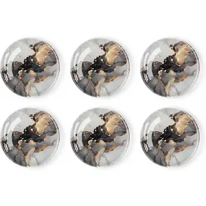 Magnets 6 Pcs,Understated Luxury Gray Gold Marble Style Round Strong Magnetic Glass Refrigerator Magnets, Magnets Sticker Decorations for Classrooms,Home,Cabinets and Photos,1.2 inch