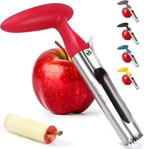 Premium Apple Corer Tool - Easy to Use and Clean - Sturdy Stainless Steel Corers for Apple & Pear Fruit Kitchen Traditional Utensils Red