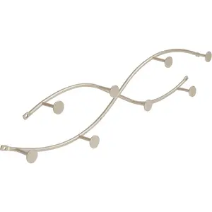 Sweep Decorative Coat Rack 8 Hook Wall Mounted Hook Rail for Hats Bags and More, Easy Install Duty Organizer for Entryway Bedroom, Nickel