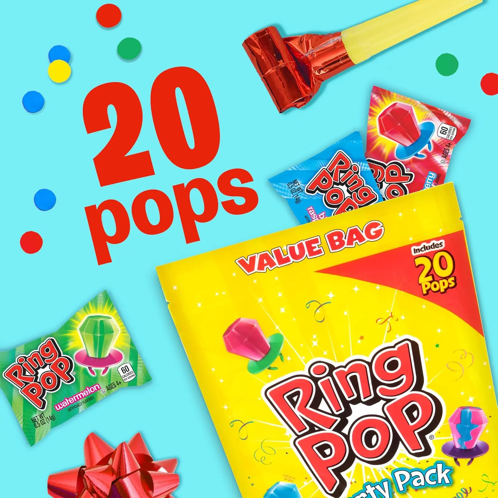 Ring Pop Lollipops - Bulk Candy Individually Wrapped Suckers Variety ...